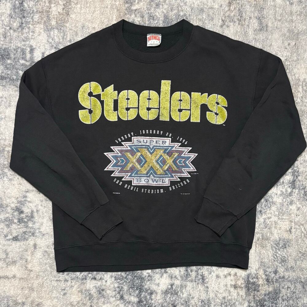 Vintage 90s Nutmeg Pittsburgh Steelers Super Bowl XXX Crewneck Sweatshirt Large